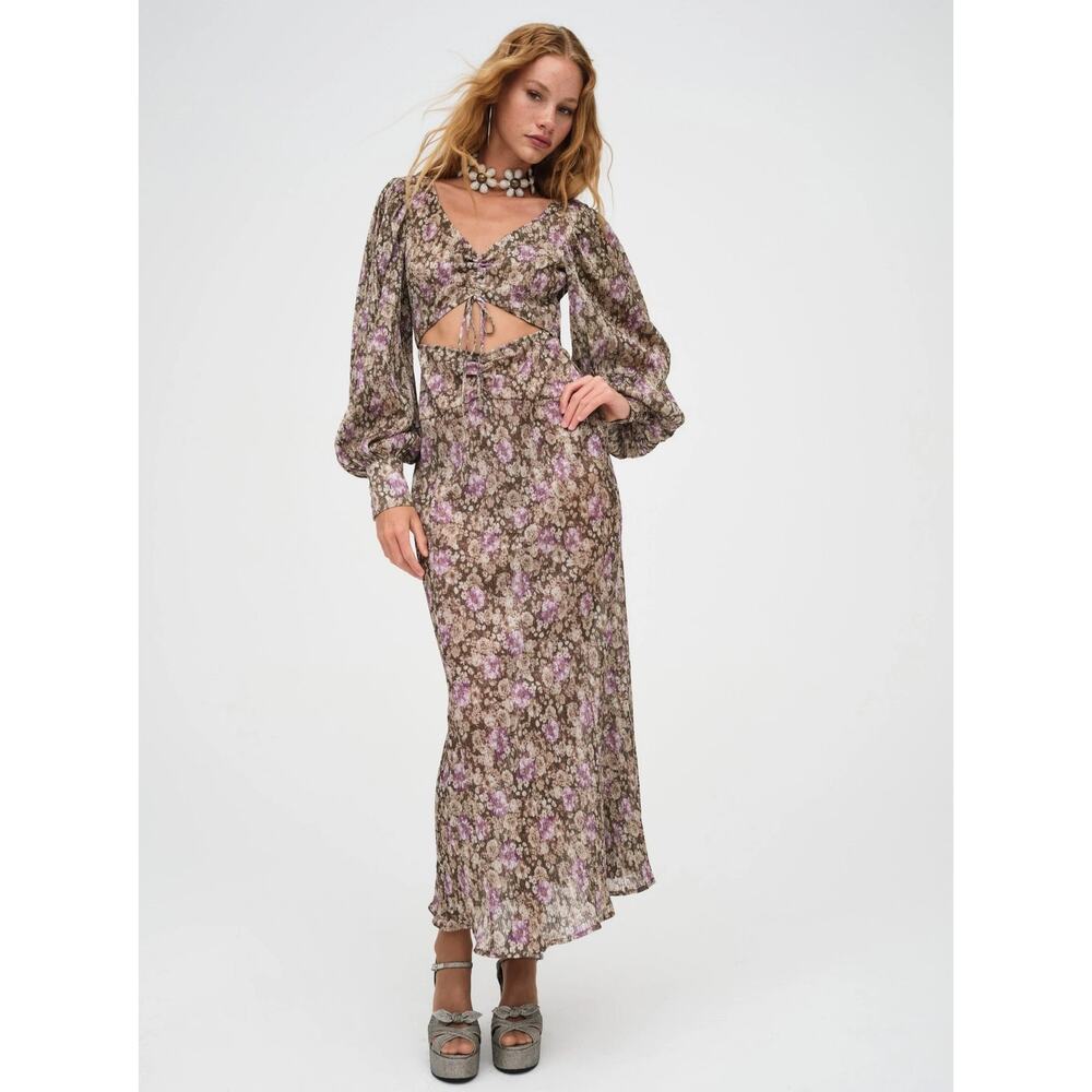 NWT For Love and Lemons Wynne Maxi Dress Metallic Women’s Size Small